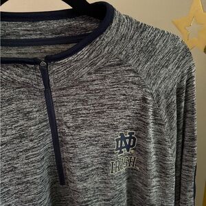 Notre Dame Irish Colosseum Quarter Zip Pullover Gray Blue XL NCAA